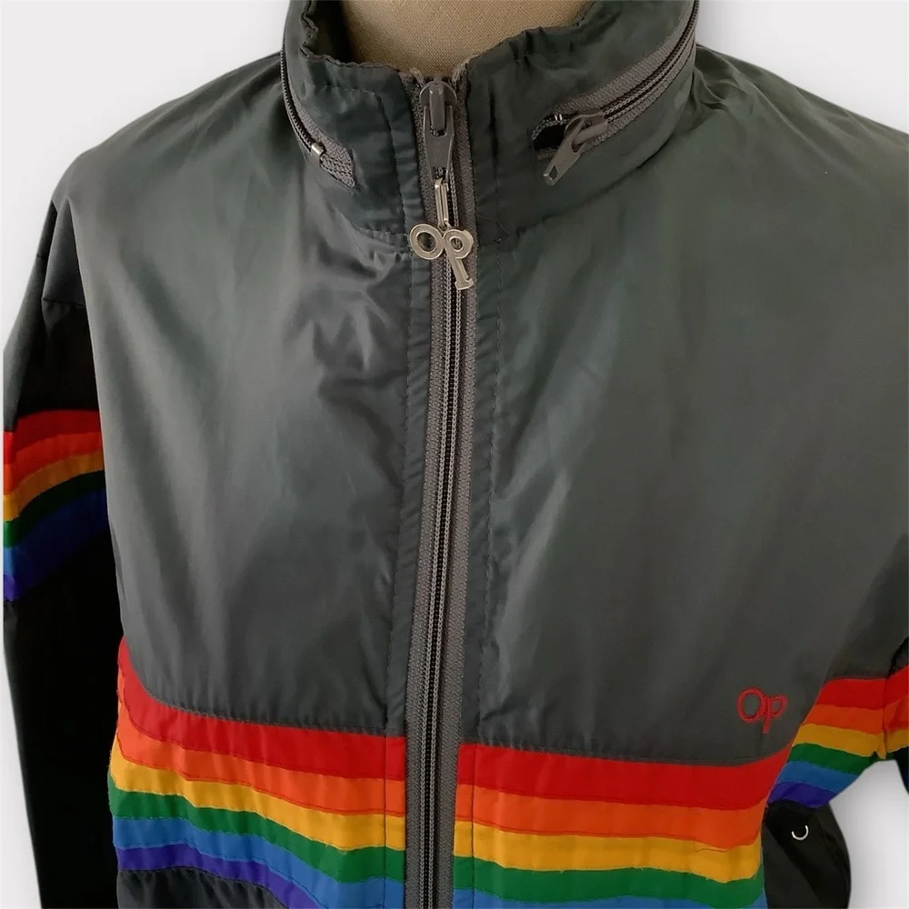Vintage OP Windbreaker with Rainbow Stripes - Picture 5 of 6